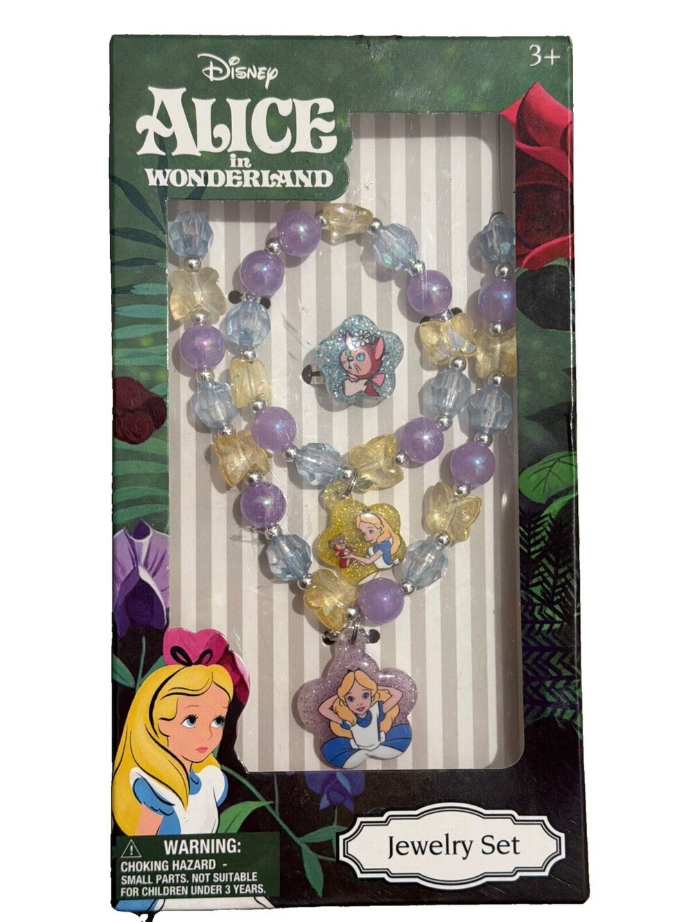 Alice in Wonderland Jewelry Set - Necklace, Bracelet, Ring - New In Box